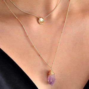 Purple Natural Stone Multilayer Necklace